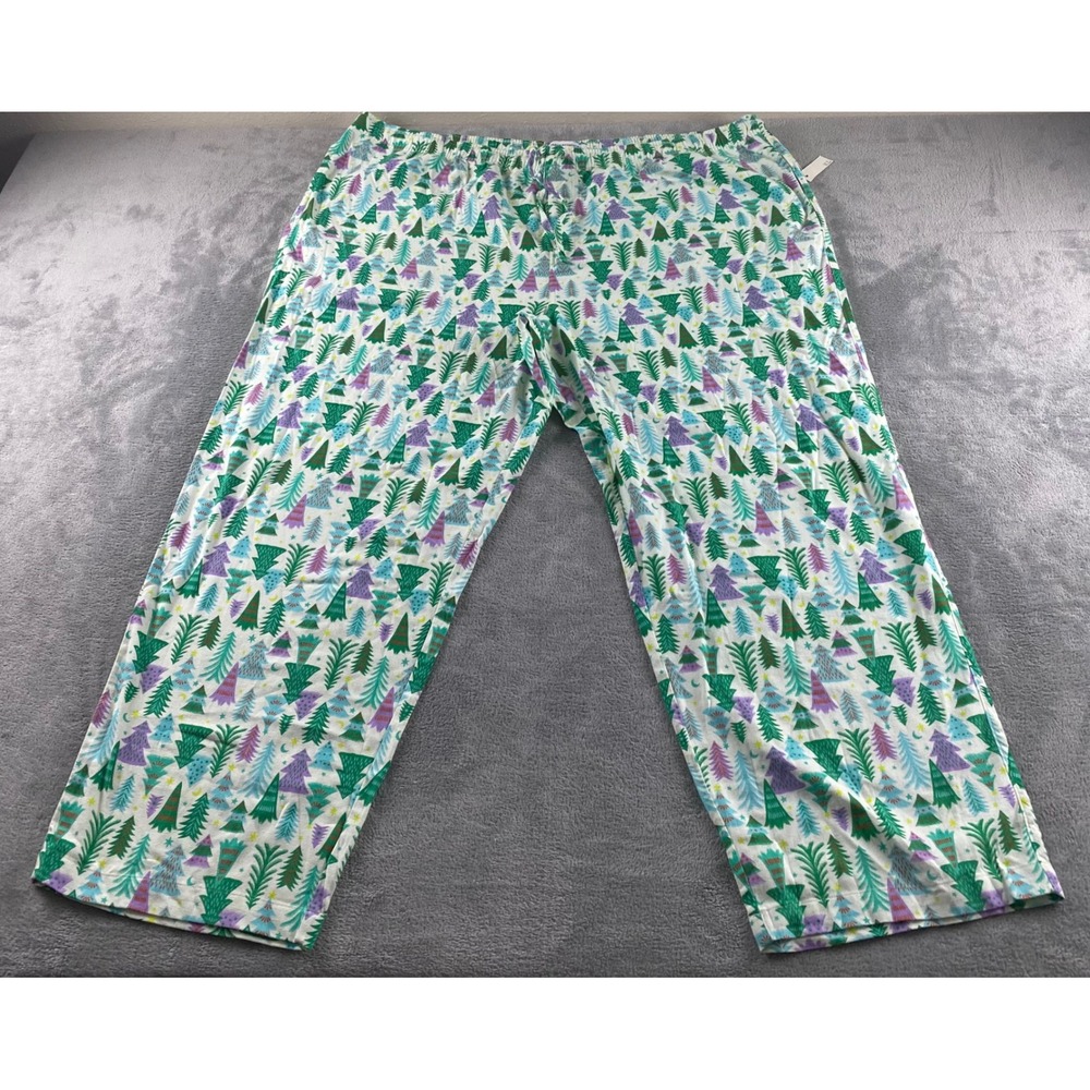 Amazon Essentials Womens 4XL Christmas Tree Pajama Pants White Green Holiday New